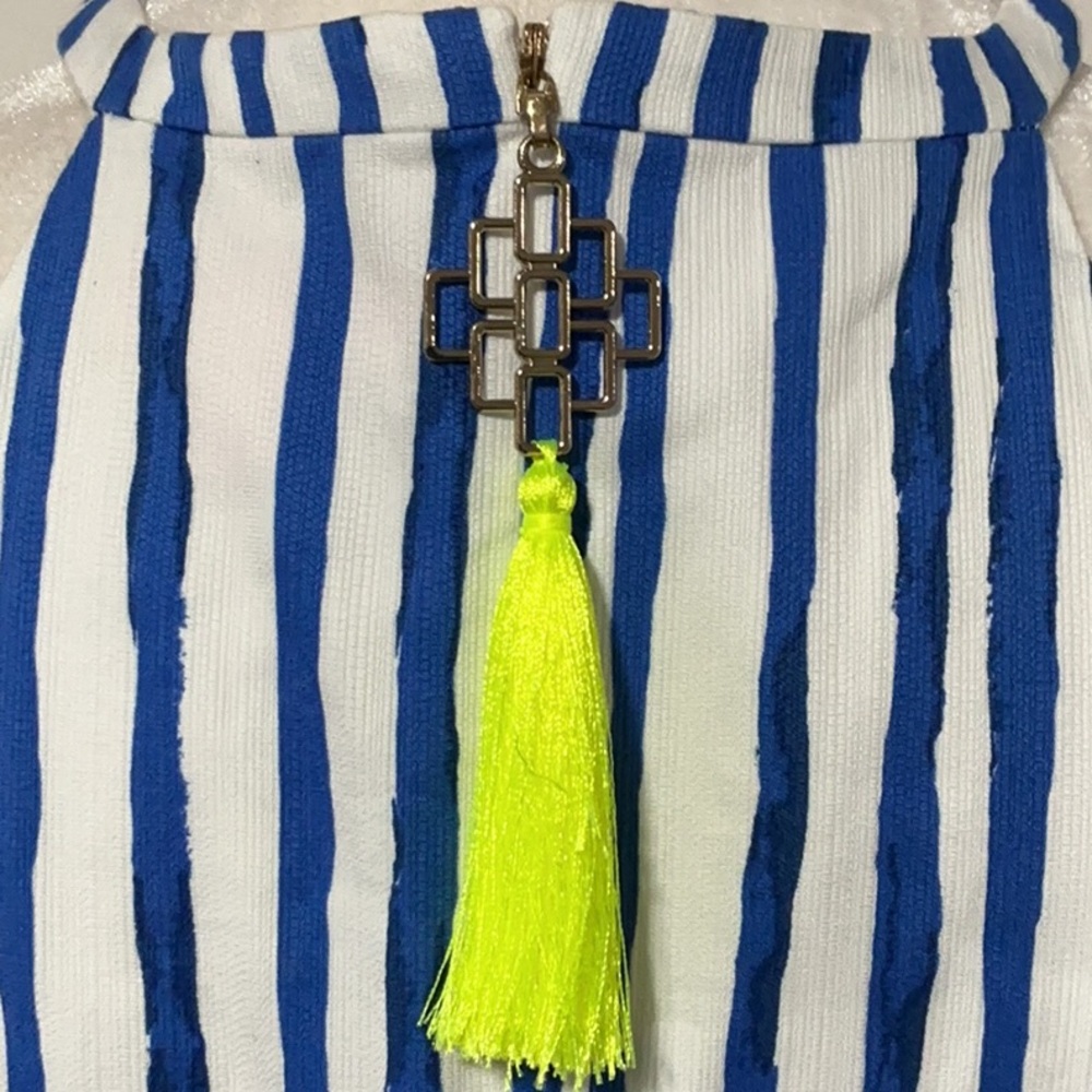 LILLY PULITZER Iveigh Blue Crush Bay Stripe Summer Halter Shift Dress Size 10 - Picture 8 of 12